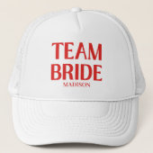Retro Team Bruid Bachelorette Rood Roze Trucker Pet (Voorkant)