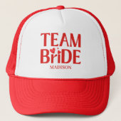 Retro Team Bruid Bachelorette Rood Roze Trucker Pet (Voorkant)
