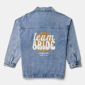 Retro Team Bruid Naam Gouden Glitter Bruid To Be Denim Jacket (Achterkant)