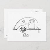 Retro Teardrop Camper Briefkaart (Voorkant / Achterkant)