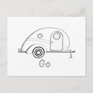 Retro Teardrop Camper Briefkaart