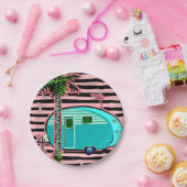 Retro Teardrop Camper Papieren Bordje (Feest)