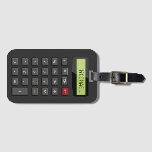 Retro Tech Funny Calculator Aangepaste naam bekijk Bagagelabel (Voorkant (horizontaal))