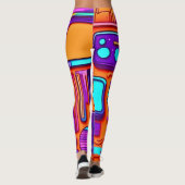 Retro Tech Pop: Nostalgische gadget collage Leggings (Achterkant)