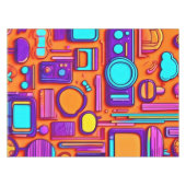 Retro Tech Pop: Nostalgische gadget collage Tafelkleed (Voorkant (Horizontaal))