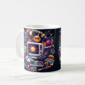 Retro Tech Speeltuin: Een Nostalgische 90s Odyssey Koffiemok (Voorkant links)