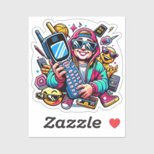 Retro Tech Speeltuin: Een Nostalgische 90s Odyssey Sticker