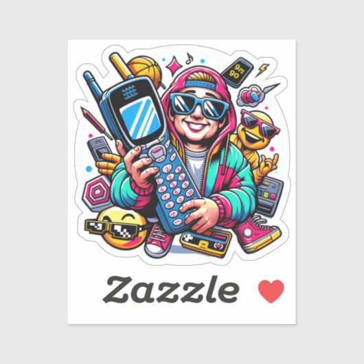 Retro Tech Speeltuin: Een Nostalgische 90s Odyssey Sticker (Vel)