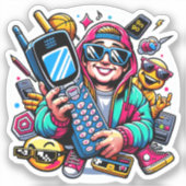 Retro Tech Speeltuin: Een Nostalgische 90s Odyssey Sticker (Voorkant)