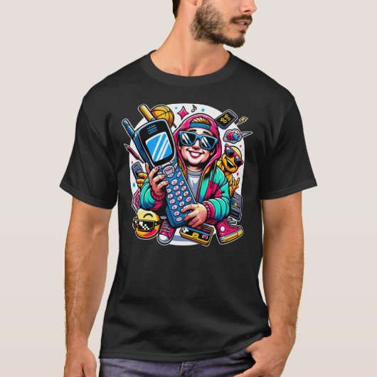 Retro Tech Speeltuin: Een Nostalgische 90s Odyssey T-shirt (Voorkant)