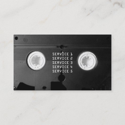 Retro tech VHS zwart wit Visitekaartje (Achterkant)