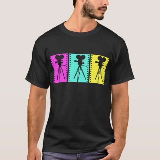 Retro Technicolor Camera Dark T-shirt (Voorkant)