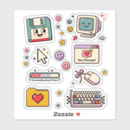 Retro Technologie Stickerblad Sticker