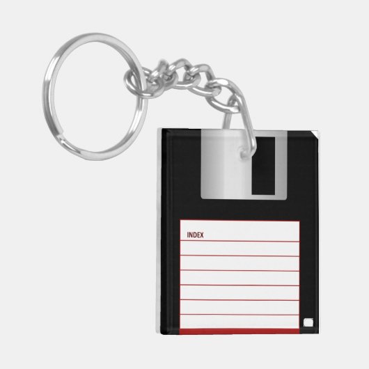 Retro technologie vintage floppy disk sleutelhanger (Voorkant Links)
