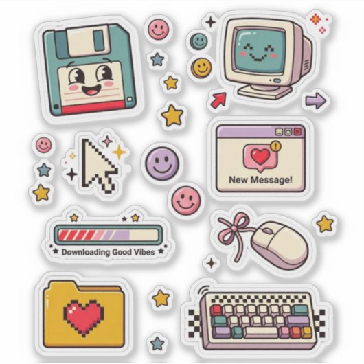 Retro Technology Sticker Sheet (Voorkant)