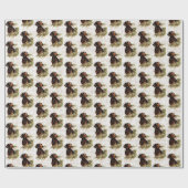 Retro Teckel Hond Rustieke Kerst Cadeaupapier (Vlak)