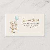 Retro Teddy Bear Baby Boy shower Diaper Raffle Informatiekaartje (Voorkant)