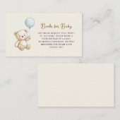 Retro Teddy Bear Blue Baby Shower Book Request Informatiekaartje (Voorkant / Achterkant)