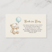 Retro Teddy Bear Blue Baby Shower Book Request Informatiekaartje (Voorkant)