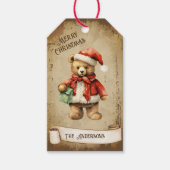 Retro  Teddy Bear Custom Merry Christmas Cadeaulabel (Voorkant)
