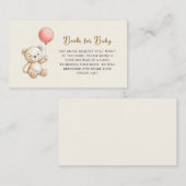 Retro Teddy Bear pink Baby Shower Book Request Informatiekaartje (Voorkant / Achterkant)