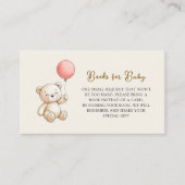 Retro Teddy Bear pink Baby Shower Book Request Informatiekaartje (Voorkant)