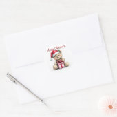 Retro Teddy Beer Vrolijk Kerstfeest Classic Ronde Ronde Sticker (Envelop)