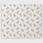Retro teddybeer nostalgie Ruffle geruit Cadeaupapier (Vlak)