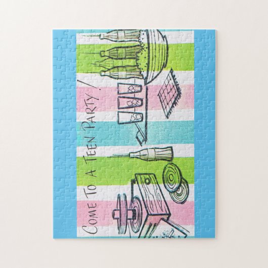 Retro Teen Party nodigt uit Legpuzzel (Verticaal)