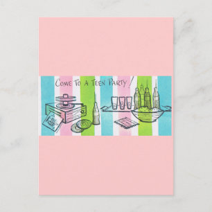 Retro Teenage Birthday Party Uitnodiging Briefkaart