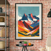 Retro Tekening van bergen Perfect Poster