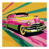 Retro Tekening van Oude auto Perfect Poster (Voorkant)