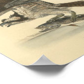 Retro tekening vogel met vis poster (Hoek)