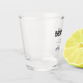 Retro Tekst Beste Man Zwart Monogram Bruiloft Shot Glas (Links)