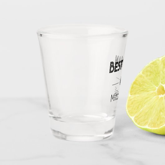 Retro Tekst Beste Man Zwart Monogram Bruiloft Shot Glas (Links)