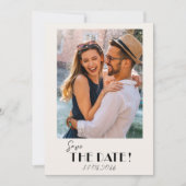 Retro tekst en foto bruiloft opslaan van de datum save the date (Voorkant)