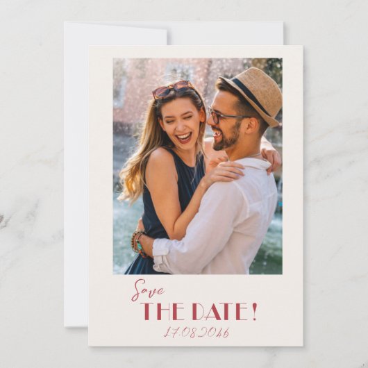 Retro tekst en foto bruiloft opslaan van de datum save the date (Voorkant)