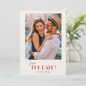 Retro tekst en foto bruiloft opslaan van de datum save the date (Staand voorkant)