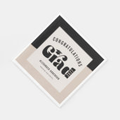 Retro tekst lichte taupe afstudeer servetten (Hoek)