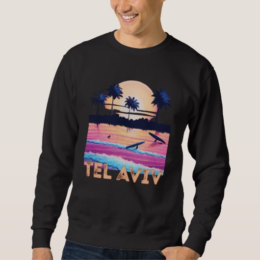 Retro Tel Aviv Israël Souvenir Surfen Trui (Voorkant)