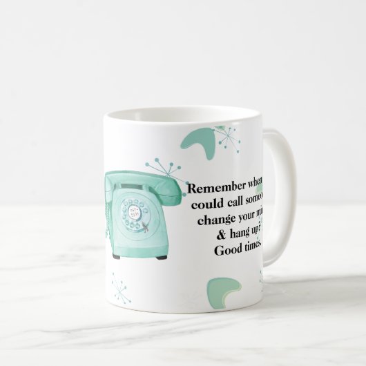 Retro Telefoon 50s Atomic Patroon Jade Green Grapp Koffiemok (Voorkant rechts)