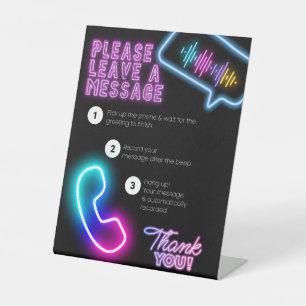 Retro telefoon audio gast boek neon stijl bord reclamebord met voetstuk