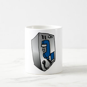 Retro telefoon blauw en zilver openbaar telefoonho koffiemok
