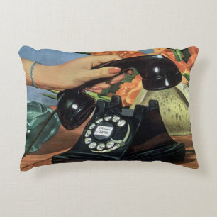 Retro telefoon met draaischijf, vintage bedrijf accent kussen