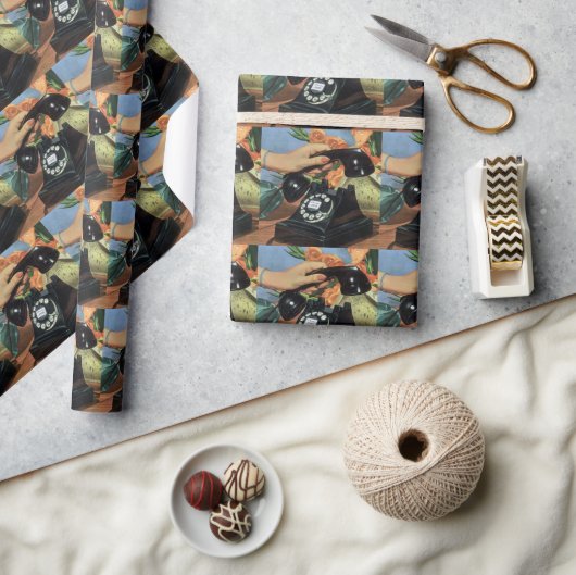 Retro Telefoon met Roterende Wijzerplaat, Zaken Cadeaupapier (Crafts)