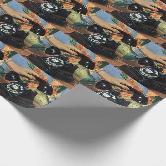 Retro Telefoon met Roterende Wijzerplaat,  Zaken Cadeaupapier (Hoek)