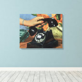 Retro Telefoon met Roterende Wijzerplaat,  Zaken Canvas Afdruk (Insitu (Houten vloer))