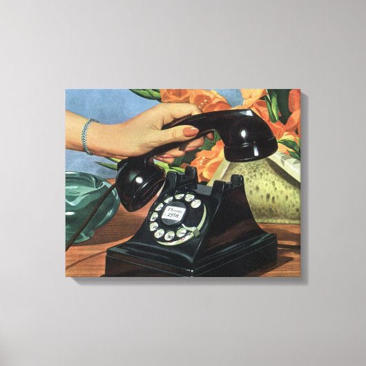 Retro Telefoon met Roterende Wijzerplaat,  Zaken Canvas Afdruk (Voorkant)