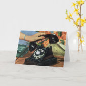 Retro Telefoon met Roterende Wijzerplaat, Zaken Kaart (Gele Bloem)