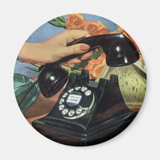 Retro Telefoon met Roterende Wijzerplaat,  Zaken Magneet (Voorkant)